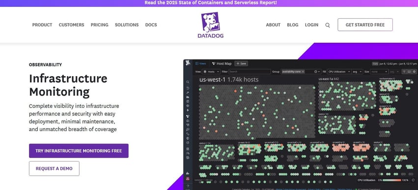 Datadog AIOps monitoring infrastructure health and operational signals.