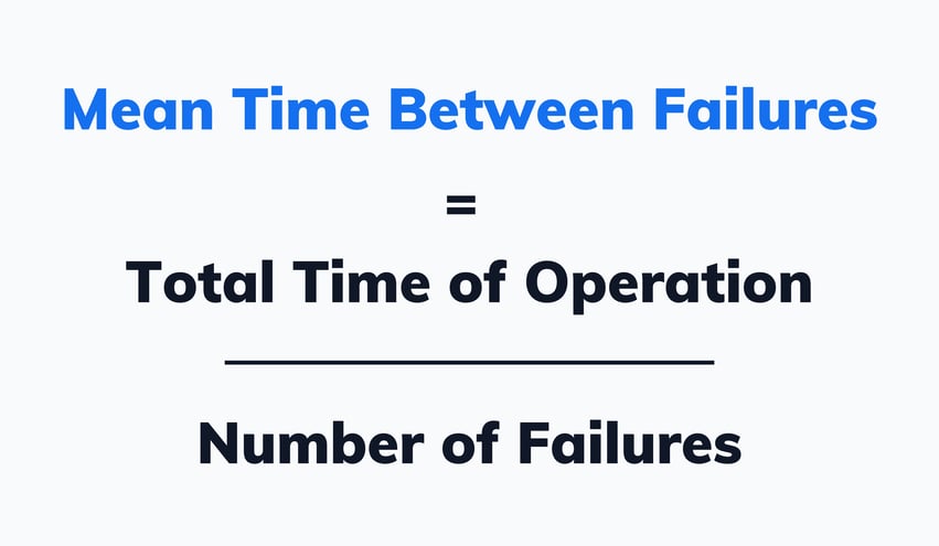 mean time between failures (MTBF) calculation based on total time of operation and number of failures