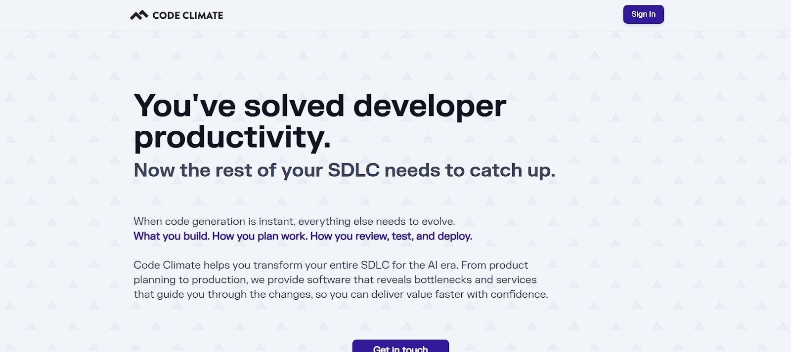 Code Climate Velocity tracking software delivery flow and productivity signals.