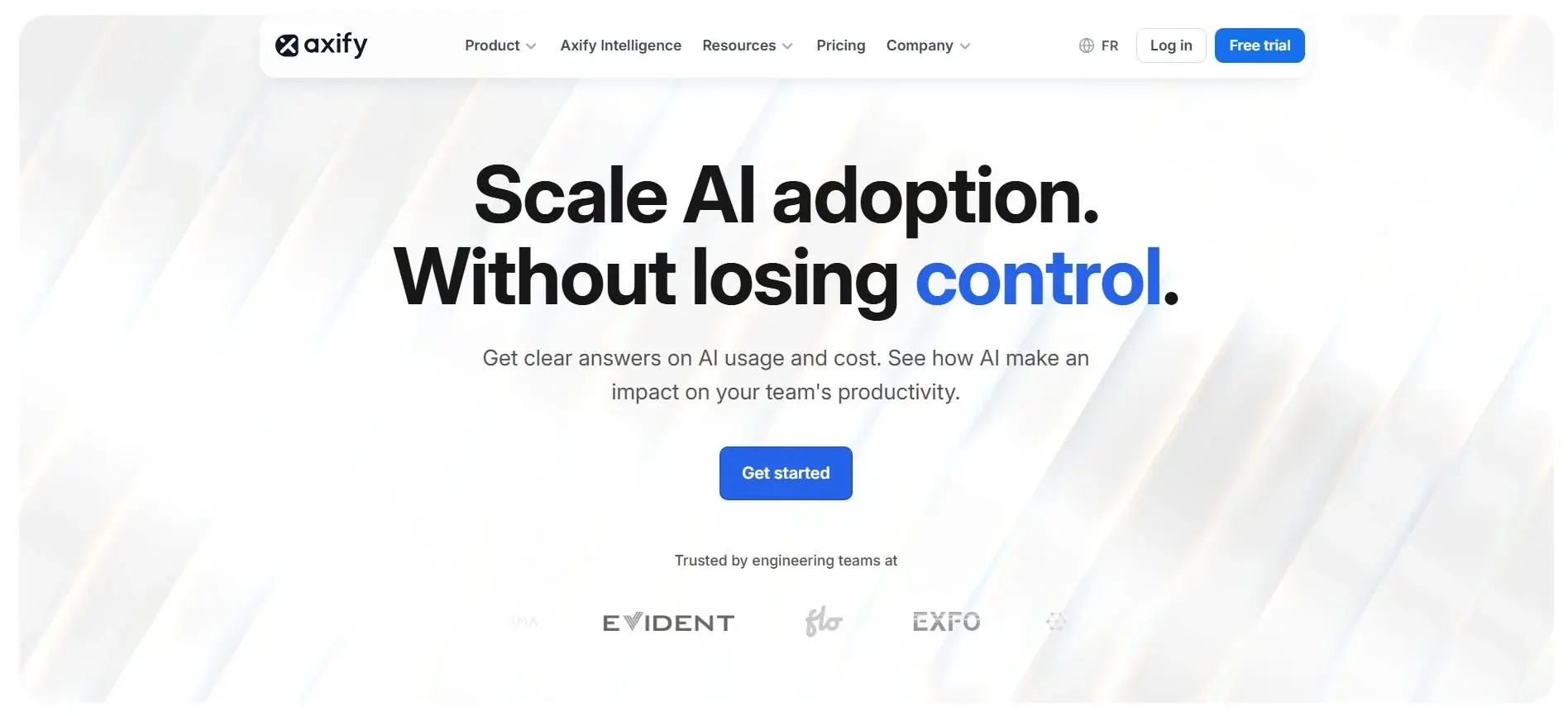 Axify Axify homepage: scale AI adoption without losing control.