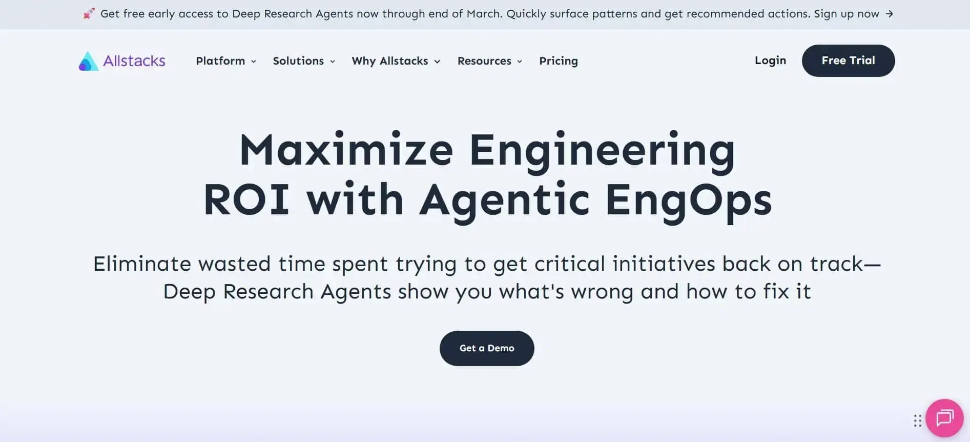 Allstacks Engineering ROI Platform Allstacks engineering intelligence for ROI visibility.