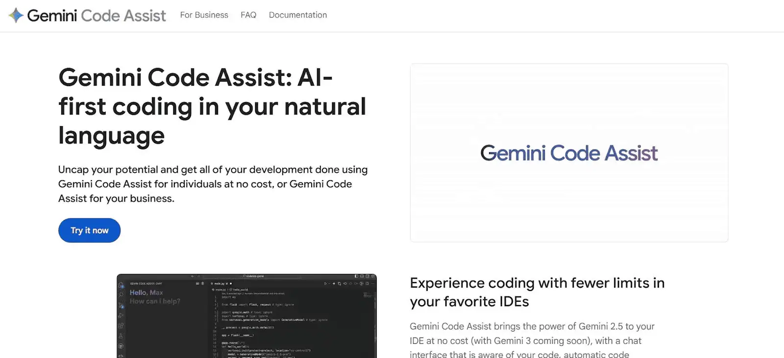 Gemini Code Assist AI coding assistant for natural language coding