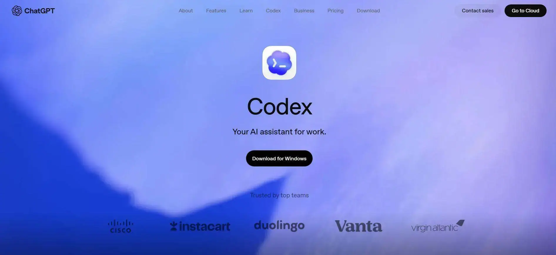 OpenAI Codex agent for coding, debugging, and software task execution.