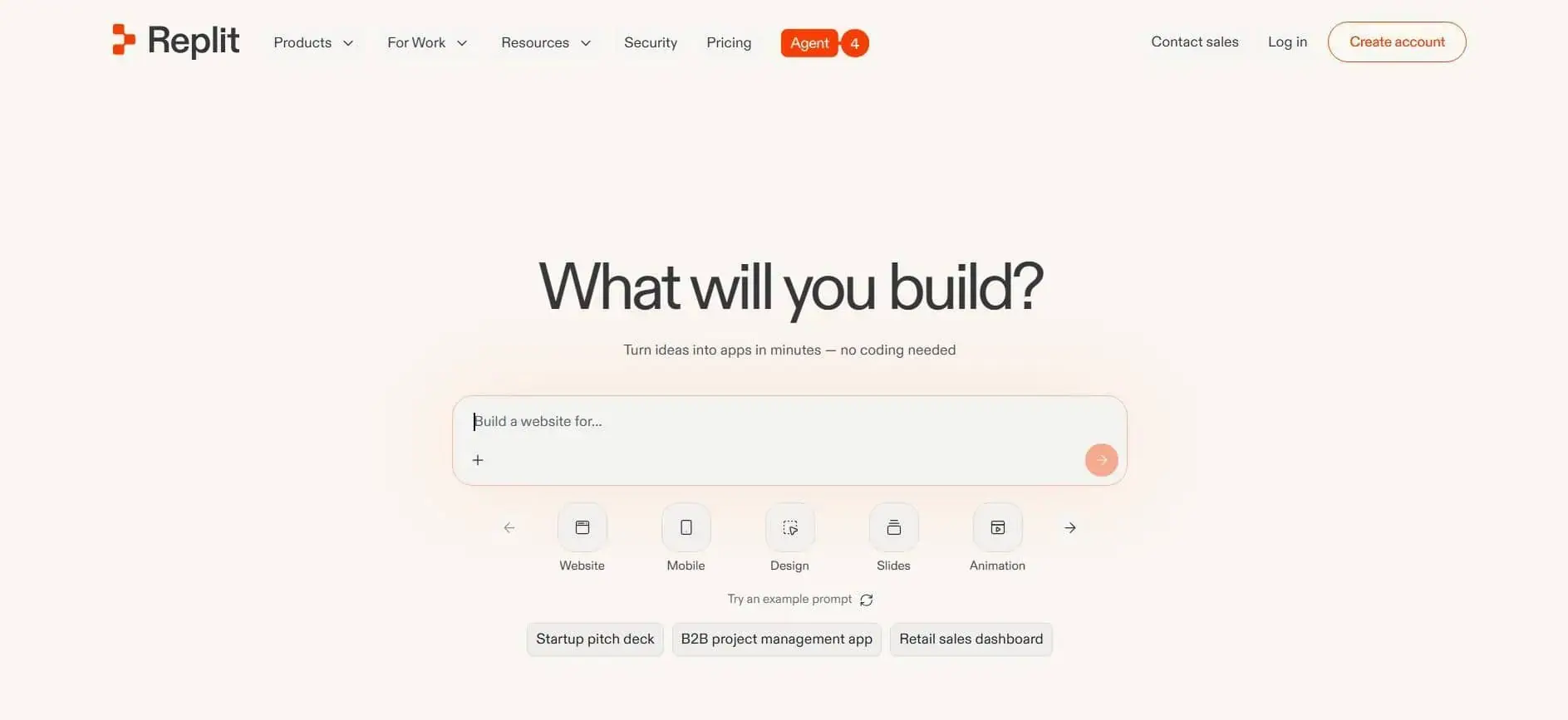 Replit builds prototypes and MVPs with AI-assisted development.
